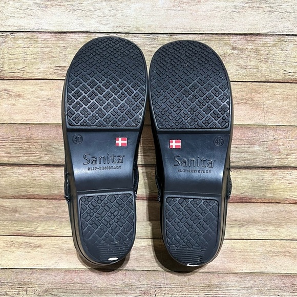 Sanita Black Leather Mules & Clogs - Picture 8 of 9